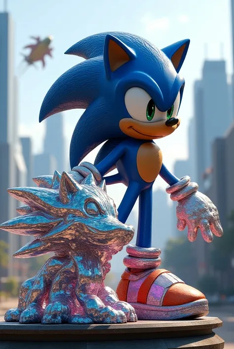 Make a statue and a diamond hedgehog that looks like Sonic 