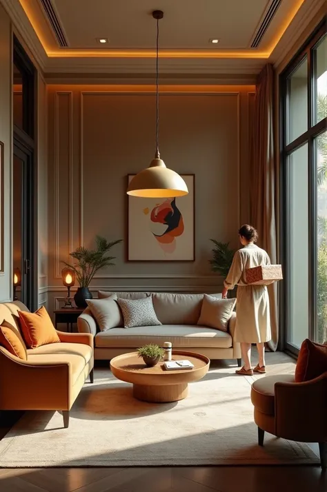 The ad opens with a stylish, inviting hotel room scene, showcasing unique furniture and decor—a handcrafted coffee table, an elegant pendant light, plush armchairs, and eclectic art pieces. The camera pans over these items, highlighting the warmth and pers...