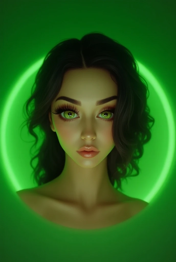 Create an avatar for me a beautiful erotic girl in a green circle 
Brunette with big eyelashes