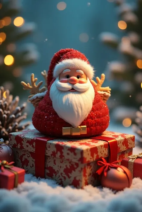 The Christmas gift box with santa

