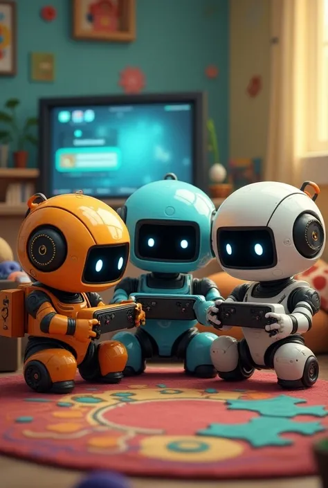 3 cute robots with video game control 