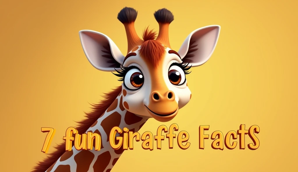 
Visual Theme: A playful, close-up image of a giraffe with a long neck curving around the frame. The giraffe’s eyes should have a cheeky, curious expression to draw attention. Text Overlay: Bold, bright yellow text reading "7 Fun Giraffe Facts" positioned ...