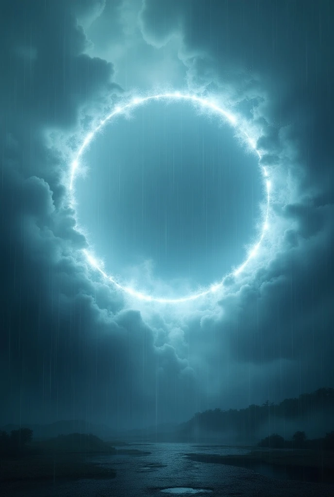 Add a portal in the sky on a rainy day