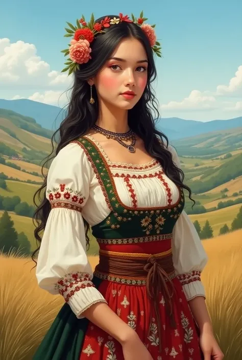 girl wearing hungarian folk clothing