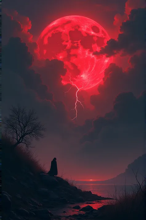 Blood moon and thunderstorm 