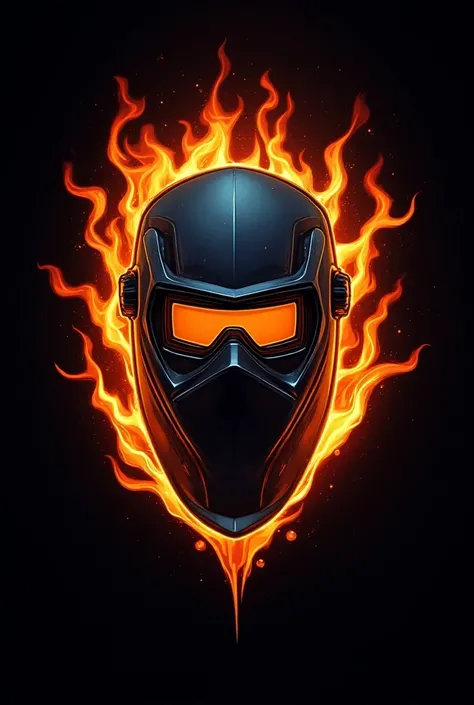 welding mask logo with the name PAJANKI with fire