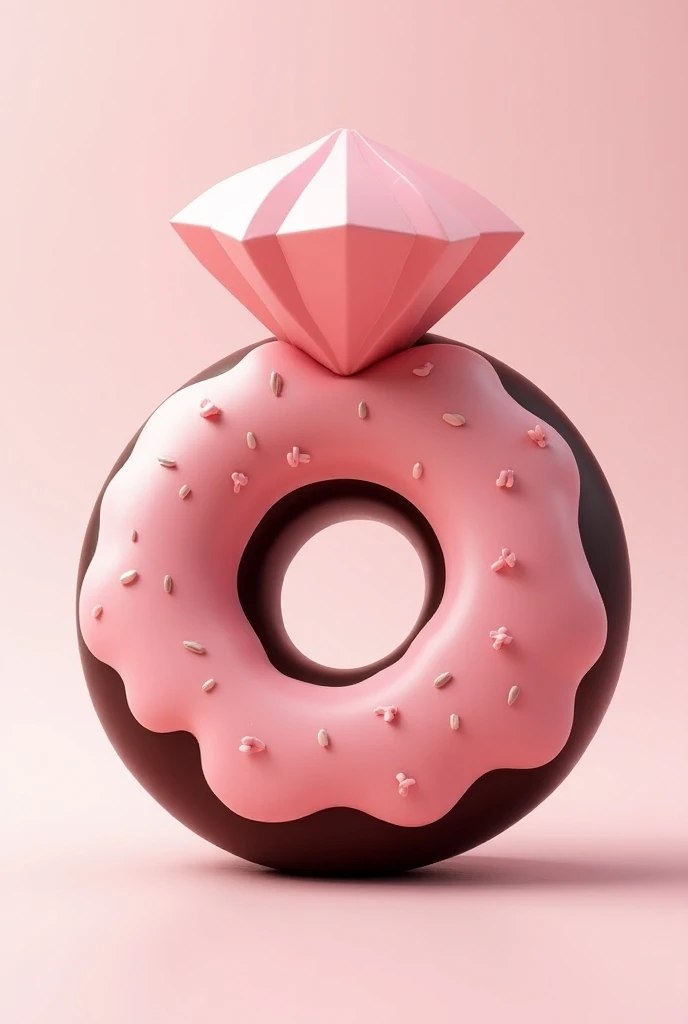 Make a logo of a chocolate donuts with a pink coating in the shape of an engagement ring