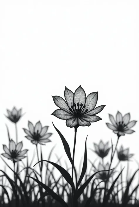 Paper cut filigree flower meadow flowers black ,White background