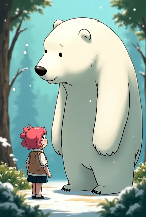 Anya Forger from Spy X family meeting Ice Bear from we bare bears