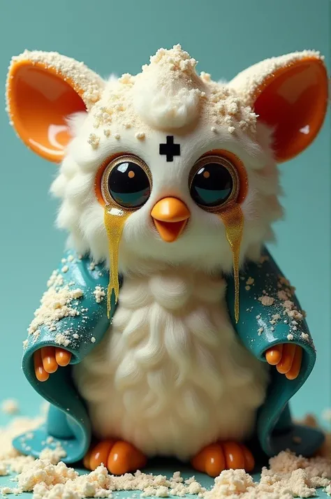 Furby Virgin of Guadalupe crying tears of cocaine
With pity of cocaine on his shoulders 
