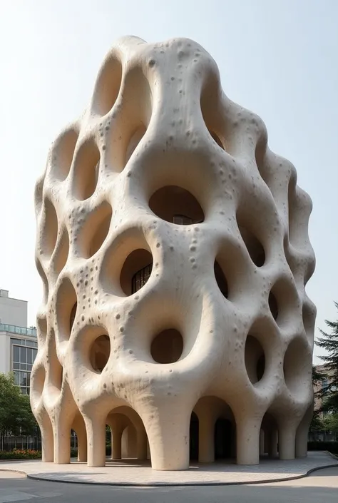 I want to make an architectural design with the theme of facade shapes made from shallots and duck eggs