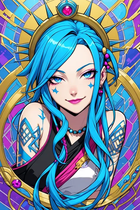 Jinx, blue hair 