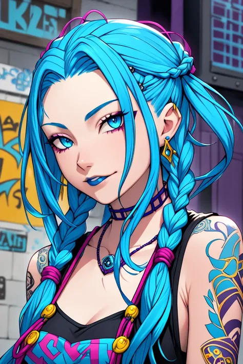 Jinx, blue hair 