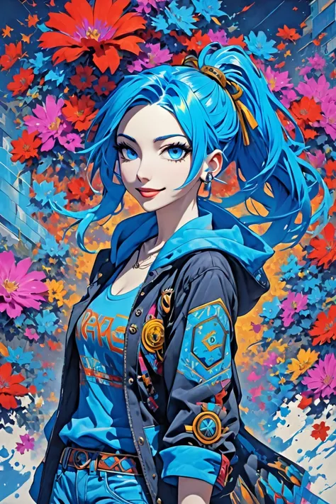 Jinx, blue hair 