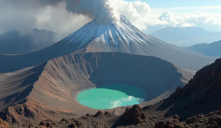 The Copahue Volcano, located on the Chile-Argentina border, is an active stratovolcano known for its hydrothermal eruptions, often producing emissions of steam, sulfur dioxide, and occasional ash. Its eruptions are typically mild to moderate, resulting in ...