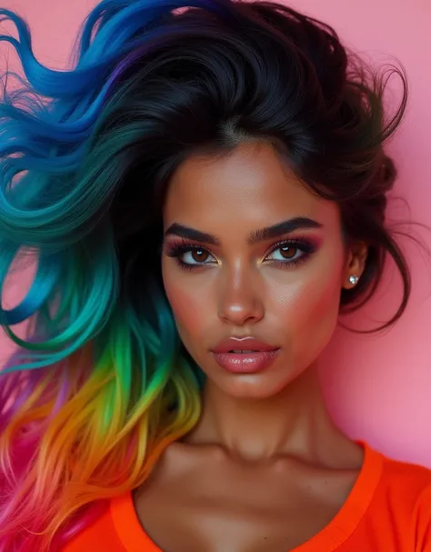 Extraction of color in the hair of a beautiful Latin woman