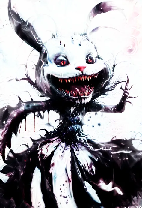 Cheshire de Alice: Madness Returns, trippy, psychotic, ominously tempered, violent ant homicidal, dark art, watercolor and sharpies, unflinchingly frightening esthetic overbearingly visceral feel like a Thorn in her eyes 