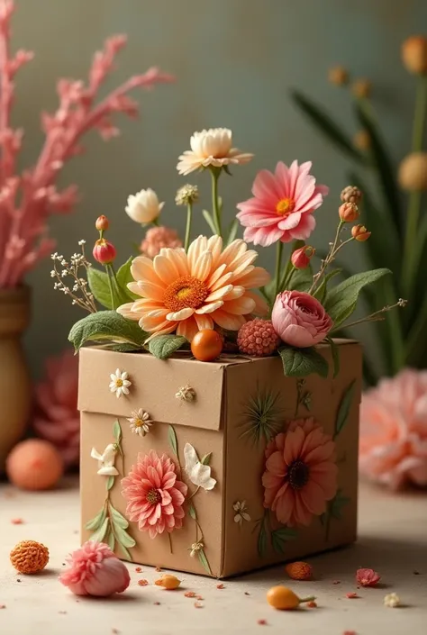 Cardboard box decorated with the sense of smell 
