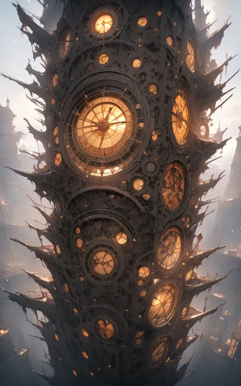 "Misty Clock Tower Mechanics"
 prompt : Hyper-detailed nano-textured clockwork mechanism in 8K resolution, showcasing intricate gear patterns and vibrant metallic colors. The scene features the inner workings of a massive clock tower rising above the misty...