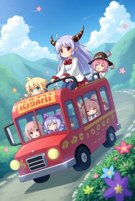 Keine from touhou schoolbus transporting fairies