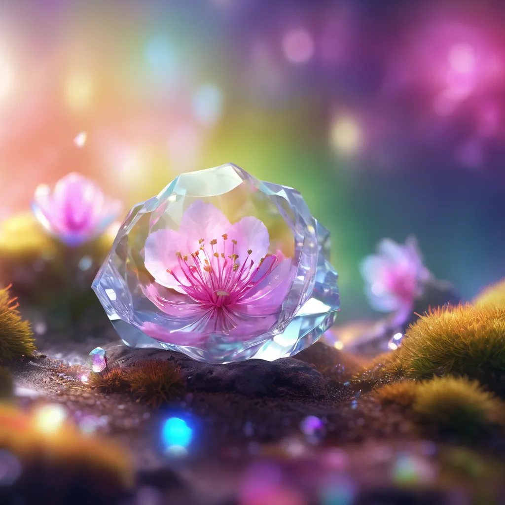 crystal spring blossom,
fantasy, galaxy, transparent, 
shimmering, sparkling, splendid, colorful, 
magical photography, dramatic...