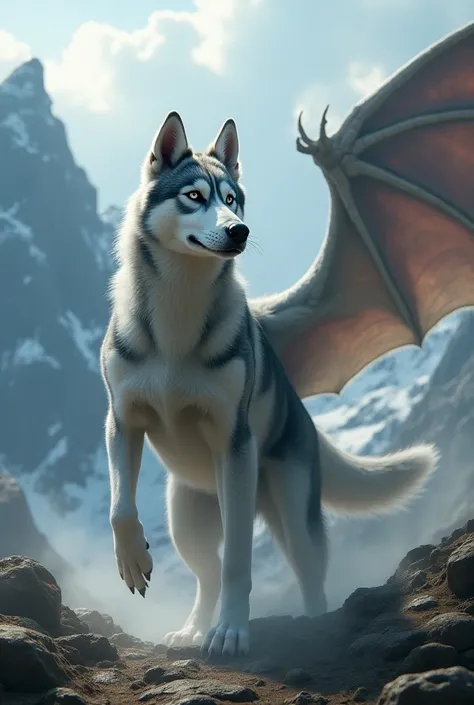 Husky that transforms into a dragon 