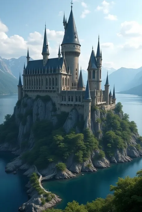  For my RPG I need a castle that is similar to Hogwarts it is located in the same place on a small mountain on the shore of a large lake as in Harry Potter also with the Forbidden Forest.  The castle should be very large after all 900 students study magic ...