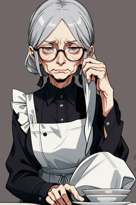  Fyodors grandmother is thin , , the stooped old lady with a kind ,  but a little stubborn face .  Her gray hair comes out of under handkerchief,  and her eyes are hidden behind her old glasses .  Forever in a patched apron , fussy and unkempt ,  she didnt...