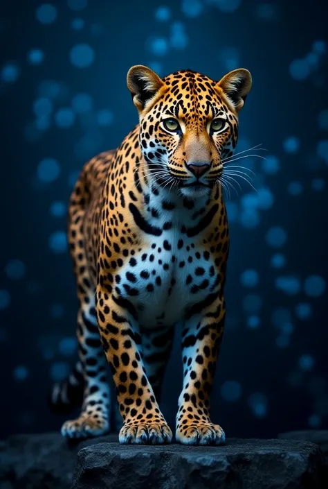 LEOPARD BACKGROUND WITH BLUE DOTS