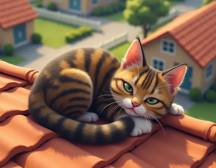 A cat on home roof