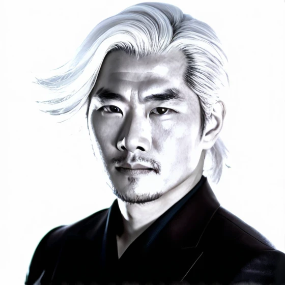 Japanese appearance, masterpiece, realism, high quality, 8k, beautiful lighting, dynamic pose, sexy, 1man, white hair, 20 years