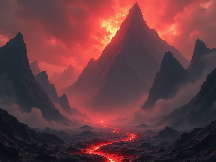 Mountains of Destruction Red and Black by Fantasia