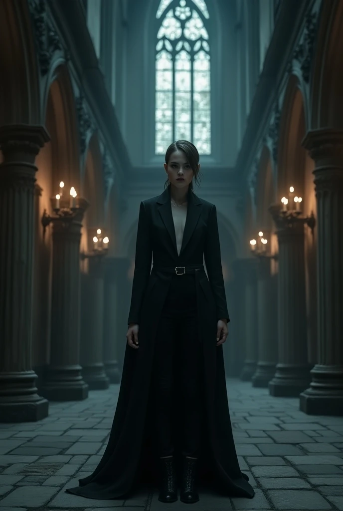 YOUNG VAMPIRE STANDING IN THE CASTLE