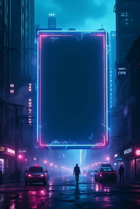 Cyberpunk digital reward poster with text window without characters 