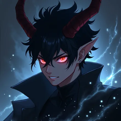 face of a young anime demon king, profile picture size