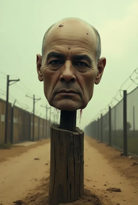 A Mexican man’s head on a stick at the Mexico border