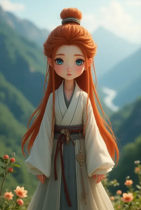  The adopted little daughter of Wenty and xiao in li yue, as tall as yaoyao , Age s,  long chestnut-red hair ,  blue eyes, white skin,  character and upbringing are the most about xiao 