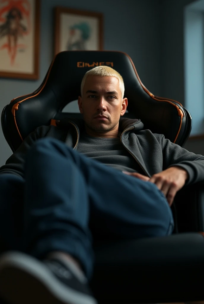 Do Eminem from 2002 sitting in a gamer chair