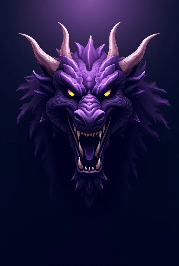 Shadow Purple dragon head Logo for a football team 