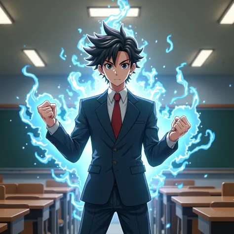 Japanese male student Jojo uses anime power