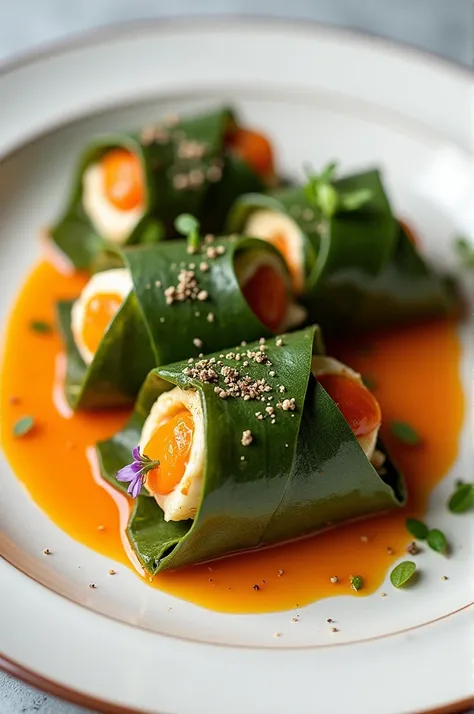 Bay leaf wrap , with carrot egg sauce