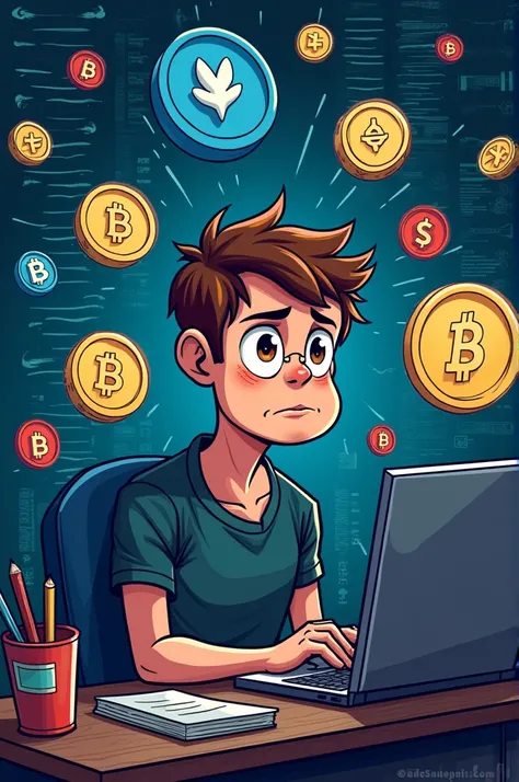 Unlucky Degen," with the names of tokens like "ACT 1", "MOONDENG" , "" AURORA" and "PNUT" displayed prominently on the computer screen. The artwork captures the frustration and humor of missing out on big gains, using a popular meme coin style