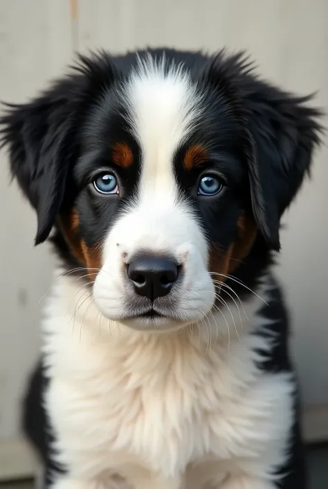 I would like you to create a surgical hat with the print on my shirt, which is this image for you to be guided by an image of a mucuchies that is similar to a Saint Bernard but with black and white colors with black dots 