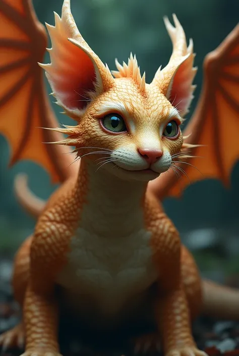 
 close-up of a cat with head and wings , Like a dragon,  Hyperdetailed fantasy character ,  hyperrealistic fantasy monster, 4k fantasy detail,  detailed digital 2D fantasy art ,  fantastic creature,  furry fantasy art , detailed art ,  ultra-detailed digi...