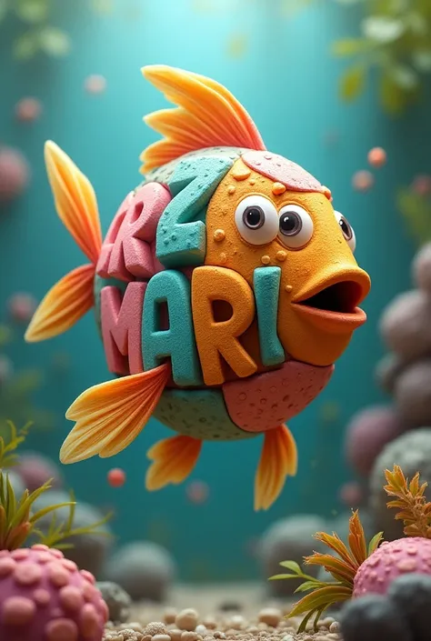 Fish made of letters that say the word crazy Mario