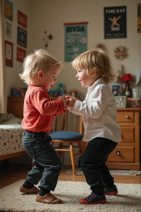 2 small ren reenact the movie Fight Club with Brad Pitt ,in the ren&#39;s room 