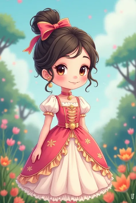 Cartoon of a princess in a bts dress 