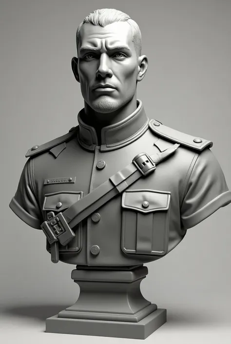 4k realistic bust sculpture wallpaper simulating, soldier, a man without a beard