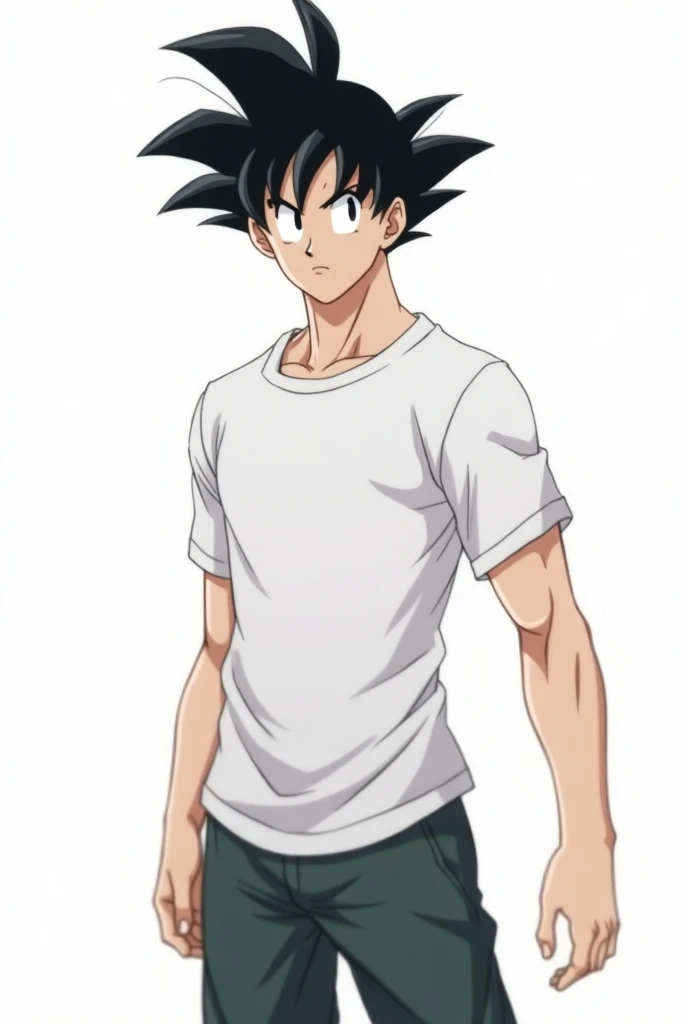 Goku Wear A White T shirt In White Background Detailed Image Clear 