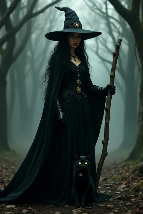 A witch with a black cat 